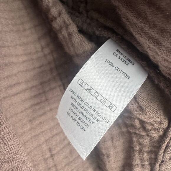 Bobi Cropped Button Up Shirt Long Sleeve Cotton In Bistro Brown Size Small NWT - Picture 6 of 10